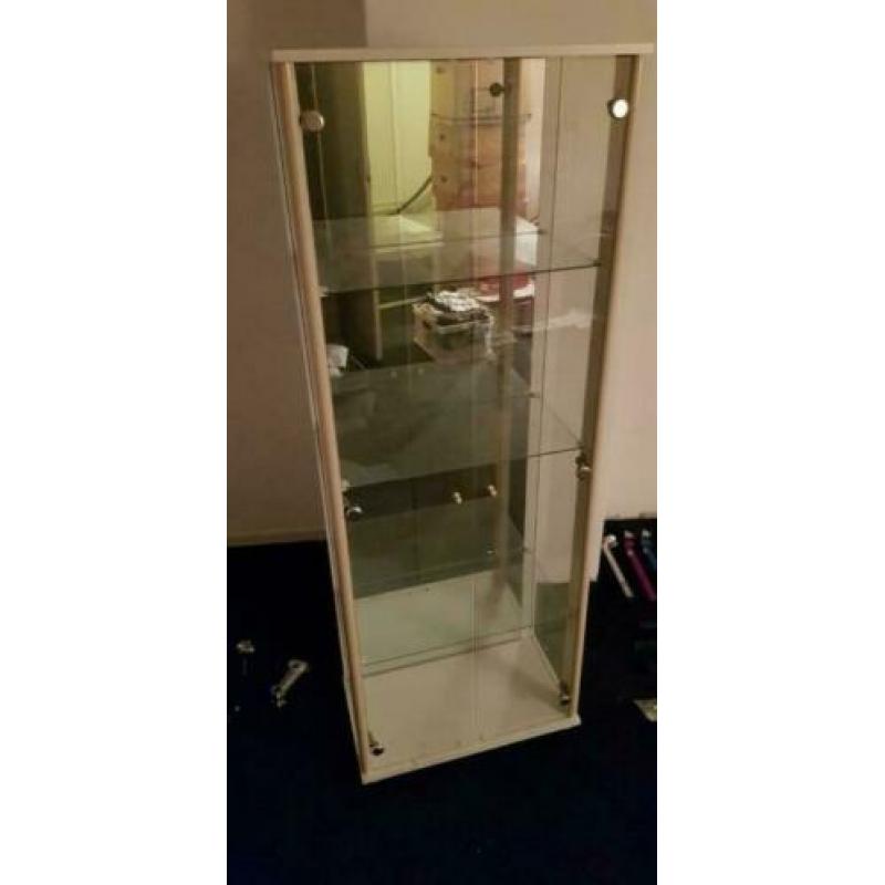 Grote vitrine display dubbel deurs glas hout prijzenkast