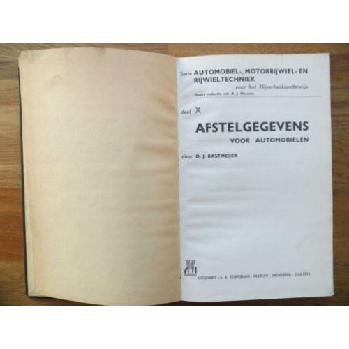 Boek afstelgegevens voor automobielen, 1949