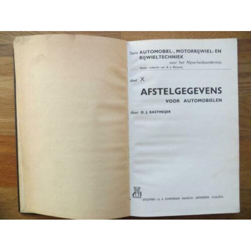 Boek afstelgegevens voor automobielen, 1949