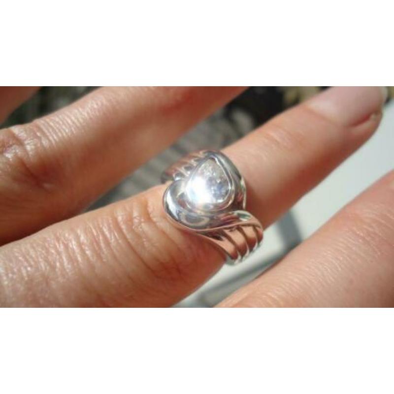 925 zilver design ring met wite topaas maat 16 1/4 - Vanoli