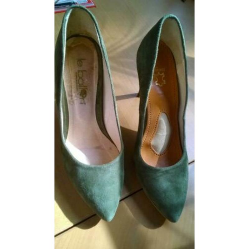 Zgan Le Ballon pumps, high heels, mosgroen, suede, maat 39
