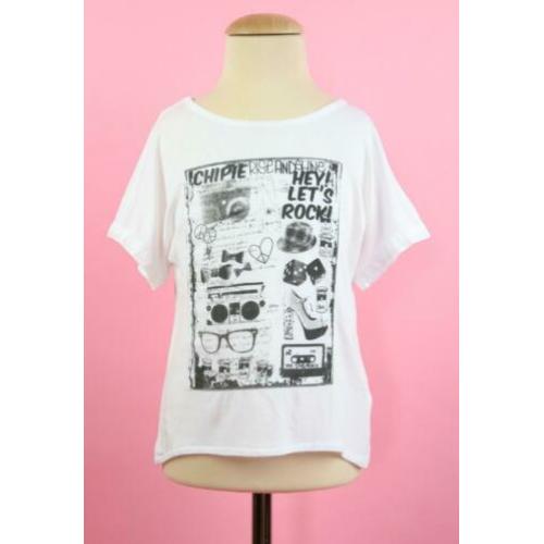 zgan Chipie t-shirt wit met zwarte print maat 6 (maat 116)