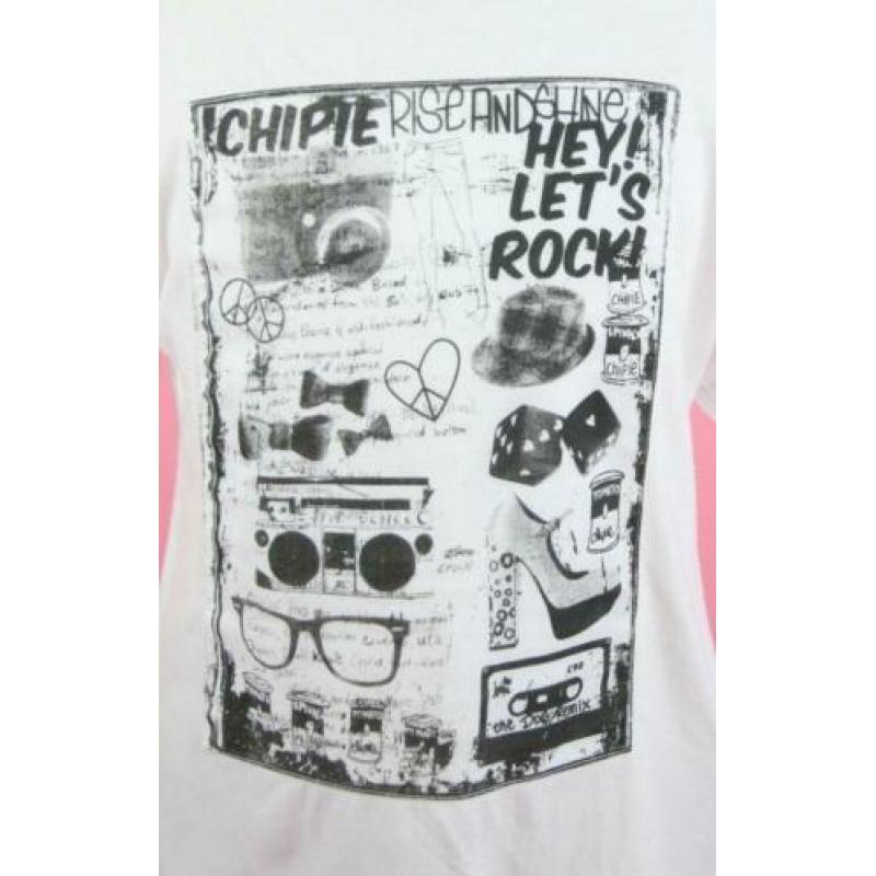 zgan Chipie t-shirt wit met zwarte print maat 6 (maat 116)