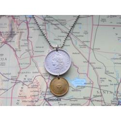 Argentinie: originele munt ketting/sleutelhanger reiscadeau