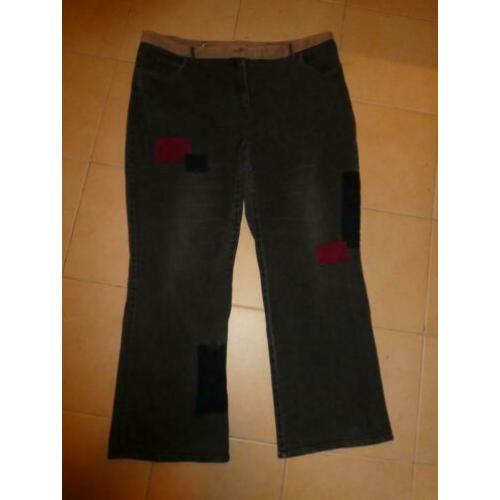 Ulla Popken grijze spijkerbroek patchwork rood en blauw 54