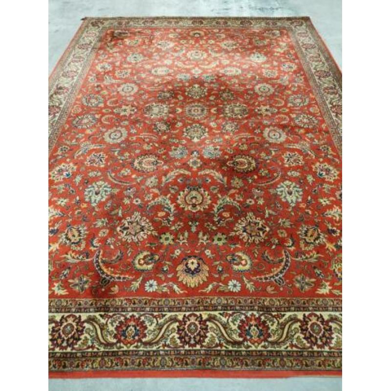 Vintage Perzisch vloerkleed terra roest rood keshan 251x352