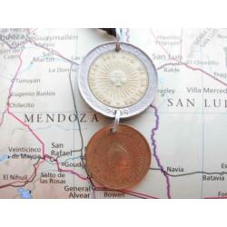 Argentinie: originele munt ketting/sleutelhanger reiscadeau