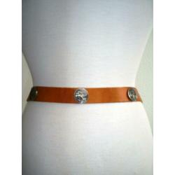 NIEUW !!! cognac kleurige BEANS BELT leren riem - 95 cm