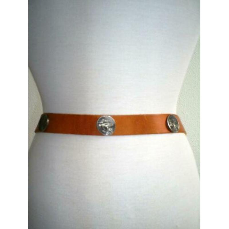 NIEUW !!! cognac kleurige BEANS BELT leren riem - 95 cm