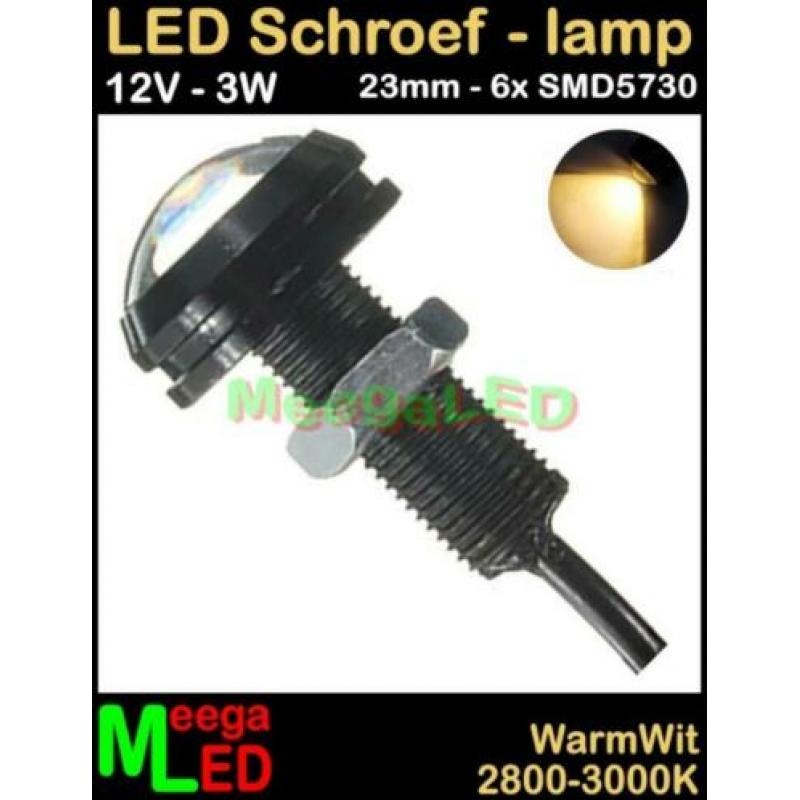 LED 12V 23mm Mini spot 3 watt Warmwit 3W zwart NDB