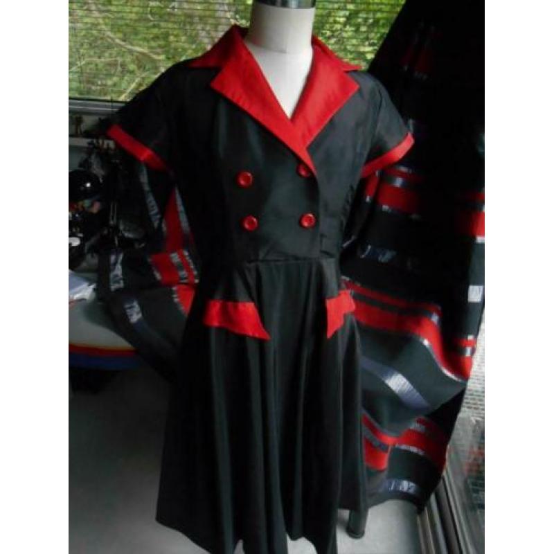 Prachtig design top vintage rockabilly 50s retro jurk mt M.