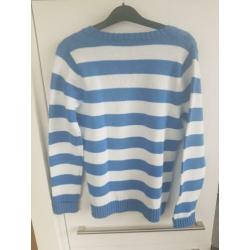 Blauw wit gestreepte trui M&S mode maat M NIEUW