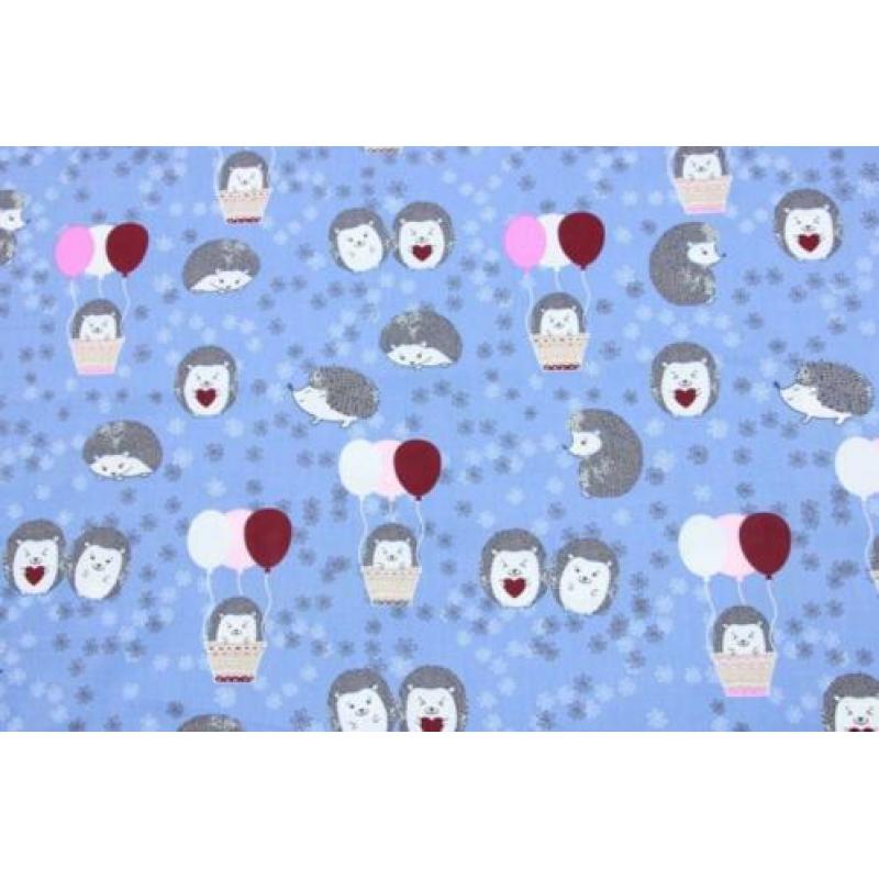 Nieuw in! 640)140x50cm Katoen stof egeltje en ballon blauw