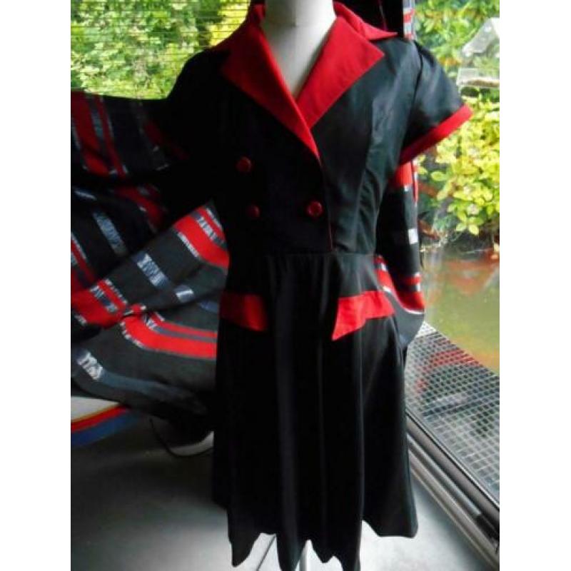 Prachtig design top vintage rockabilly 50s retro jurk mt M.