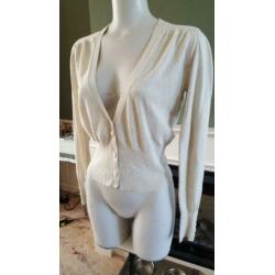 Lange mouw crème BLANCHE vestje bolero kort vest S 36 warm