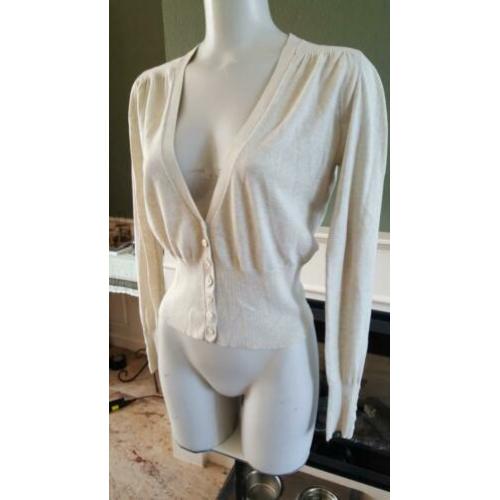 Lange mouw crème BLANCHE vestje bolero kort vest S 36 warm
