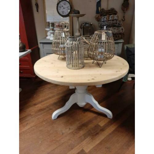 Ronde landelijke eettafel wit/blank