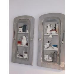 Brocante deurtjes acrylverf emaille wanddecoratie