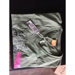 Okimono t shirt maat xl tijger groen v hals nieuw
