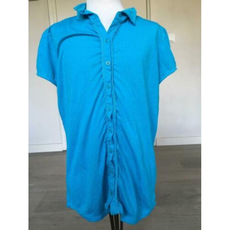 STREET ONE stippen shirt blauw / wit zeer netjes mt 38 D3