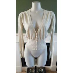 Lange mouw crème BLANCHE vestje bolero kort vest S 36 warm
