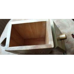 STOERE houten suikerpot & deksel, fraai hout, retro, gaaf!