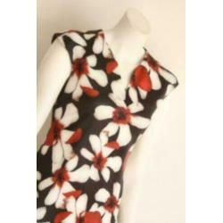 Smashed Lemon - Zwart rood gebloemde pencil dress - Mt 38