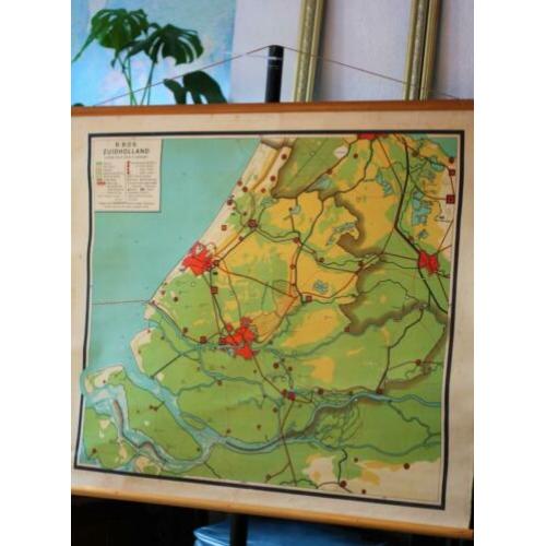 Landkaart Zuid-Holland / vintage