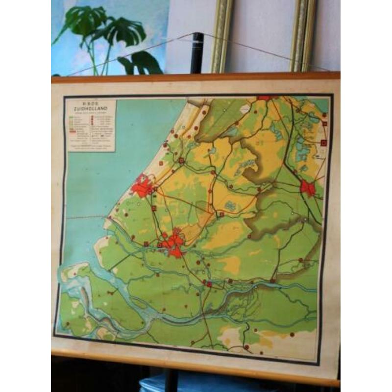 Landkaart Zuid-Holland / vintage
