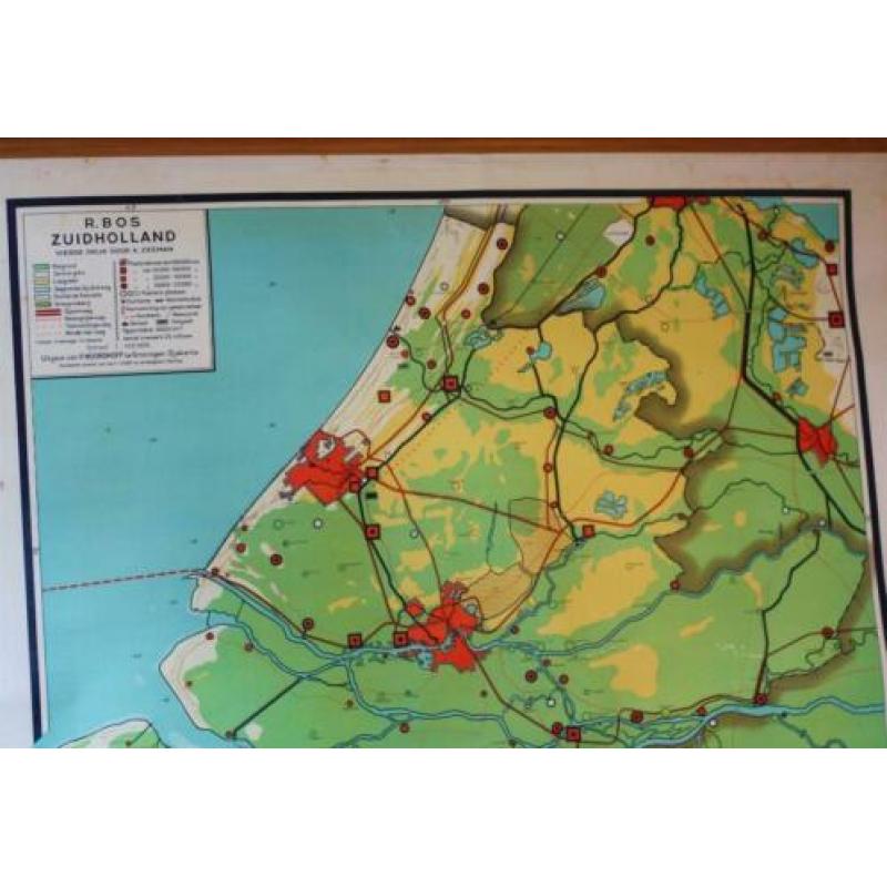 Landkaart Zuid-Holland / vintage