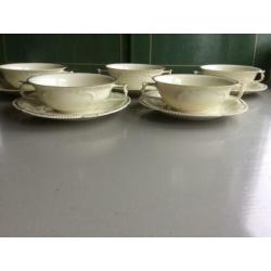 5 Soepkoppen met schotel Rosenthal Sans Souci