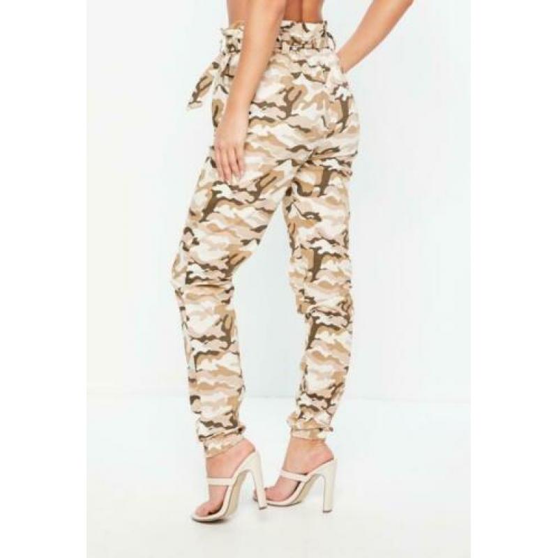 Nieuw missguided beige cargo camouflage broek taille riem