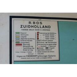 Landkaart Zuid-Holland / vintage