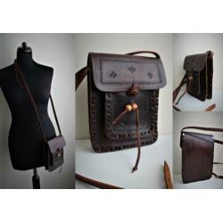 Bruine leren tas - S@n