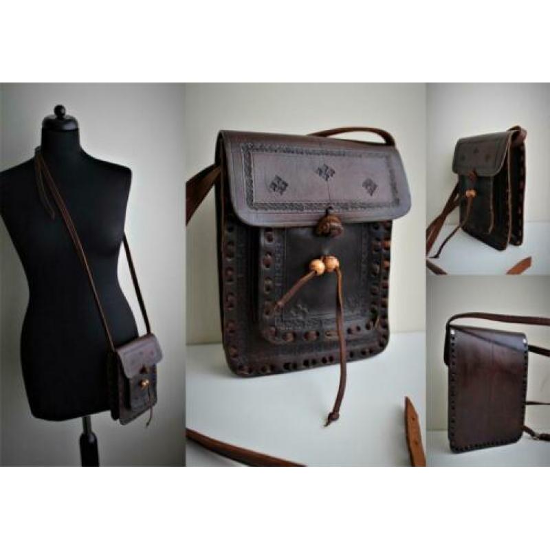 Bruine leren tas - S@n