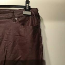 Broek NIEUW maat 48-50 bruin coated katoen stretch