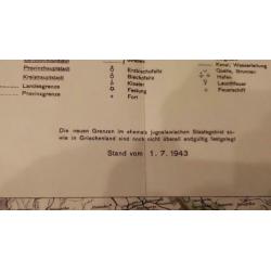 Originele landkaart uit de 2e wereldoorlog 01-07-1943