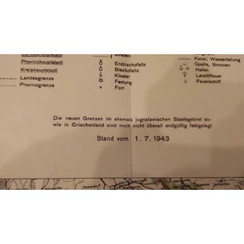Originele landkaart uit de 2e wereldoorlog 01-07-1943