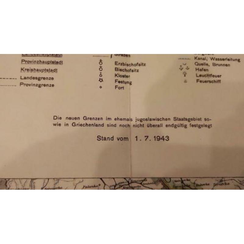 Originele landkaart uit de 2e wereldoorlog 01-07-1943