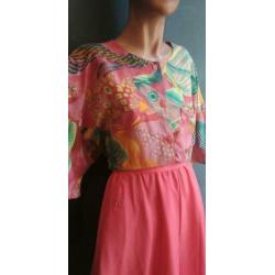 Vintage blouse (90s) met tropische print ( MT S/ M)