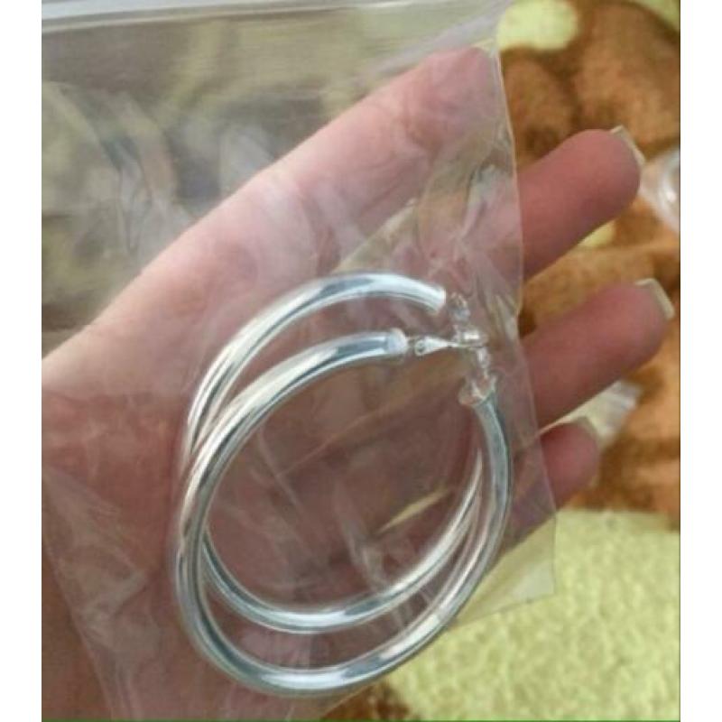 Nwe mooie oorringen-5cm/5mm-925 zilver-creolen