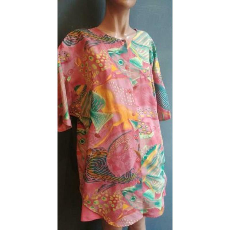 Vintage blouse (90s) met tropische print ( MT S/ M)