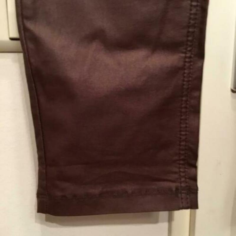 Broek NIEUW maat 48-50 bruin coated katoen stretch