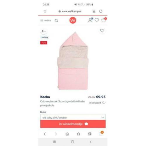 Koeka voetenzak Oslo Teddy roze