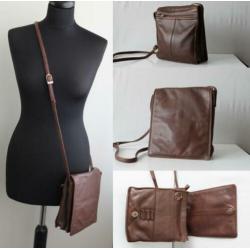Bruine leren tas - S@n