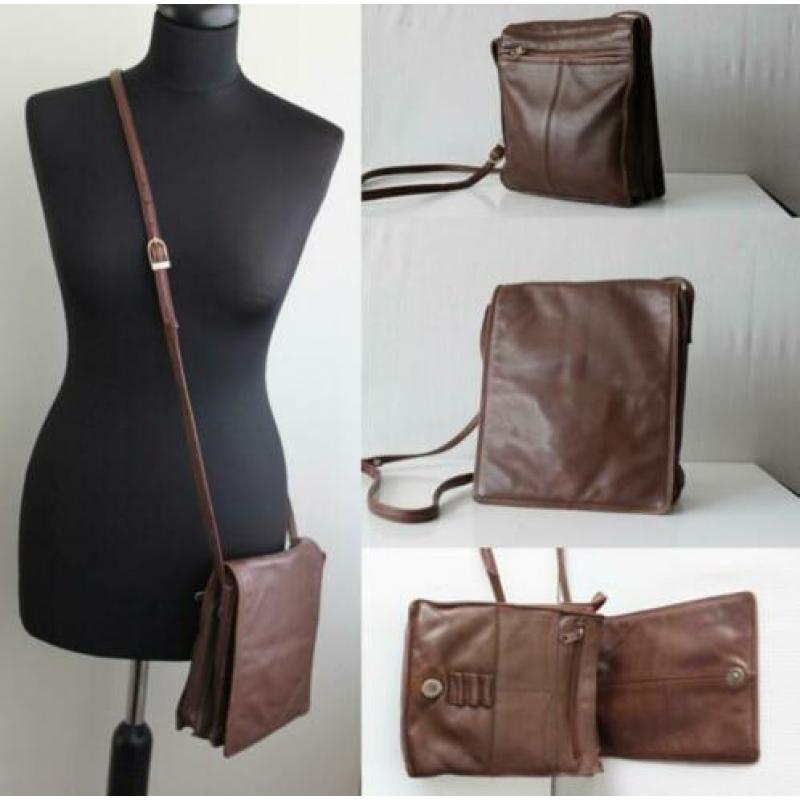 Bruine leren tas - S@n