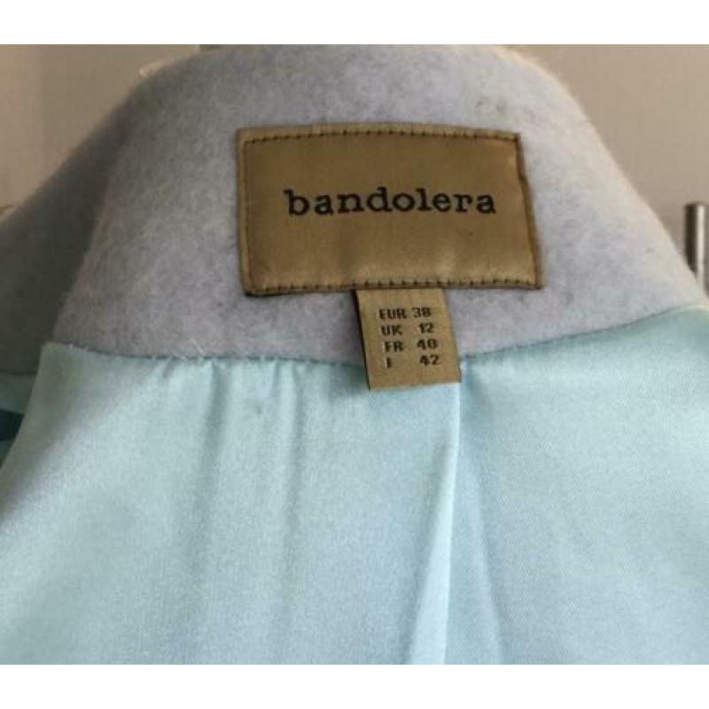 Bandolera lichtblauwe gevoerde wollen jas, maat 38