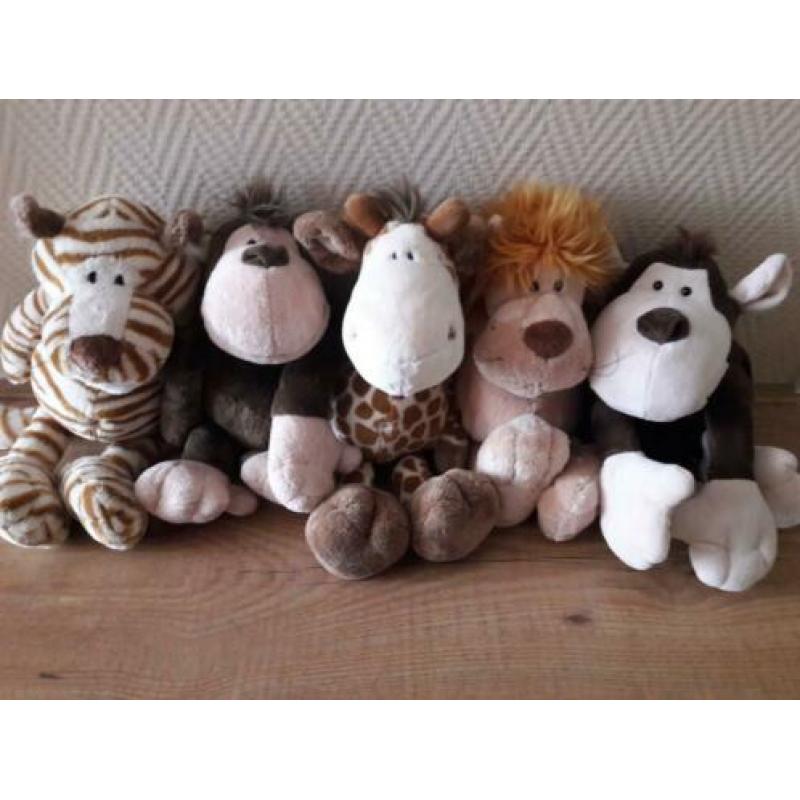 NICI Jungle knuffels Aap Tijger Giraf Leeuw