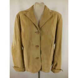 Mooie licht bruine suede leren jas.Mt 46.Merk Saki