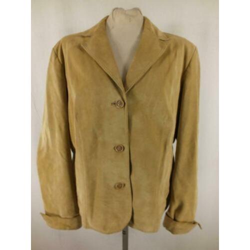 Mooie licht bruine suede leren jas.Mt 46.Merk Saki
